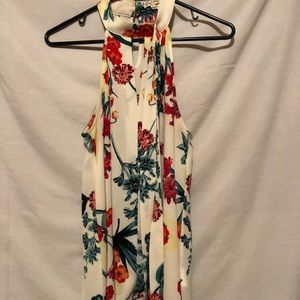 Lily White Floral Halter Top Blouse Size Large